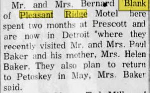 Blanks Pleasant Ridge Motel and Cabins - Apr 1961 Article (newer photo)